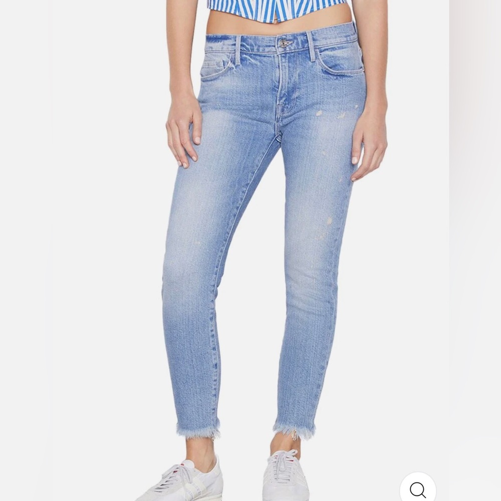 FRAME DENIM LE SKINNY DE JEANNE • LAMBETH LANE STYLE • DISTRESSED HEM • Sz 25